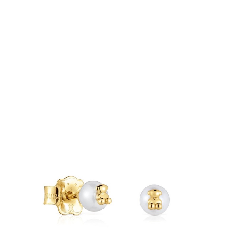 Pendientes TOUS with cultured pearl bear charm Bold Bear Mujer Dorados | 0786EDTBG