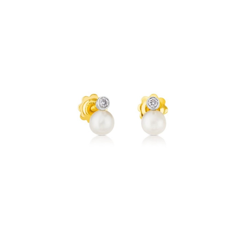 Pendientes TOUS with pearls Diamonds Mujer Blancos Dorados | 9428DOCIJ