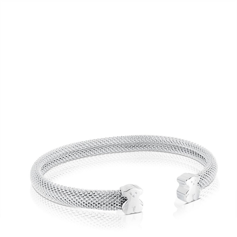 Pulseras TOUS Bangle Bear motif Mesh Mujer Plateados | 2183XYVET