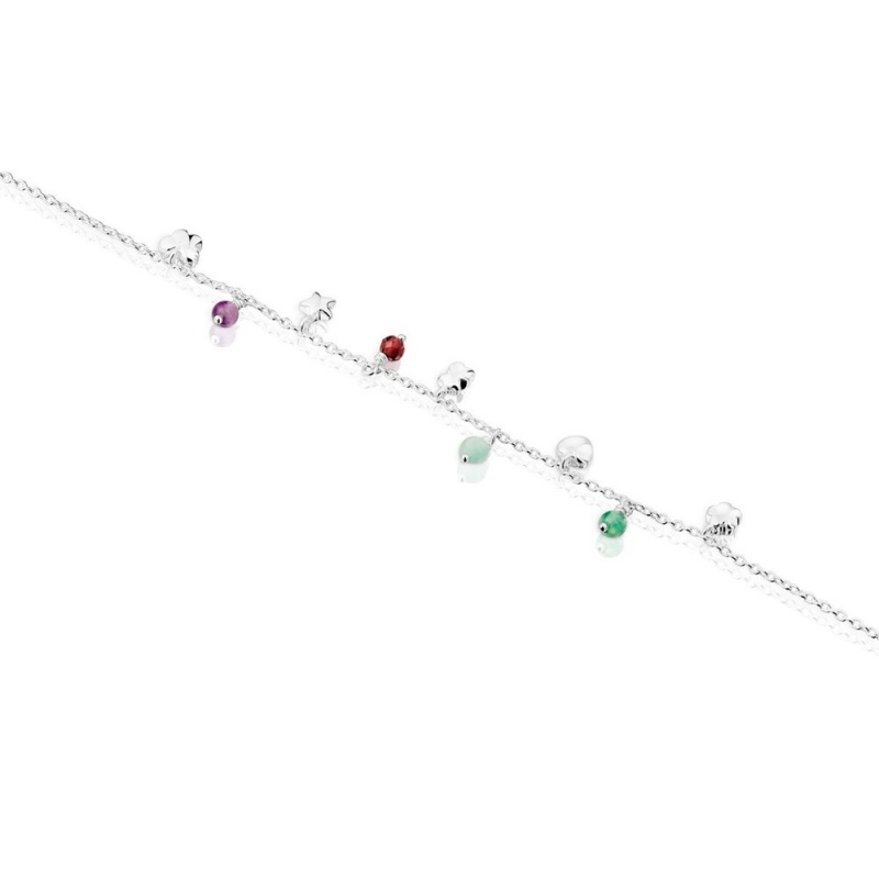 Pulseras TOUS Bold Motif with gemstones motifs Mujer Plateados | 7102RMWKA