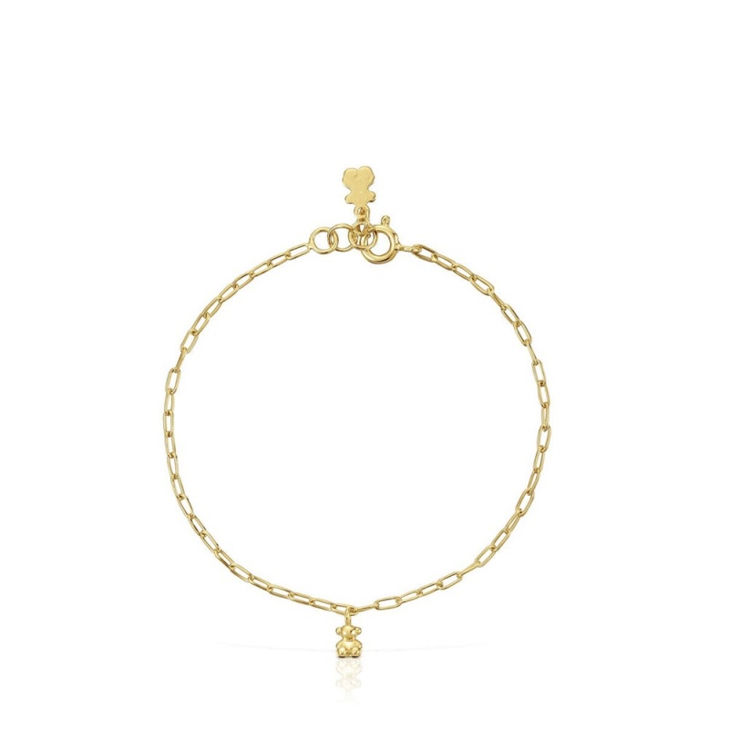 Pulseras TOUS Chain with 18 kt plating over oval rings Bold Bear Mujer Dorados Plateados | 0856FHZVQ