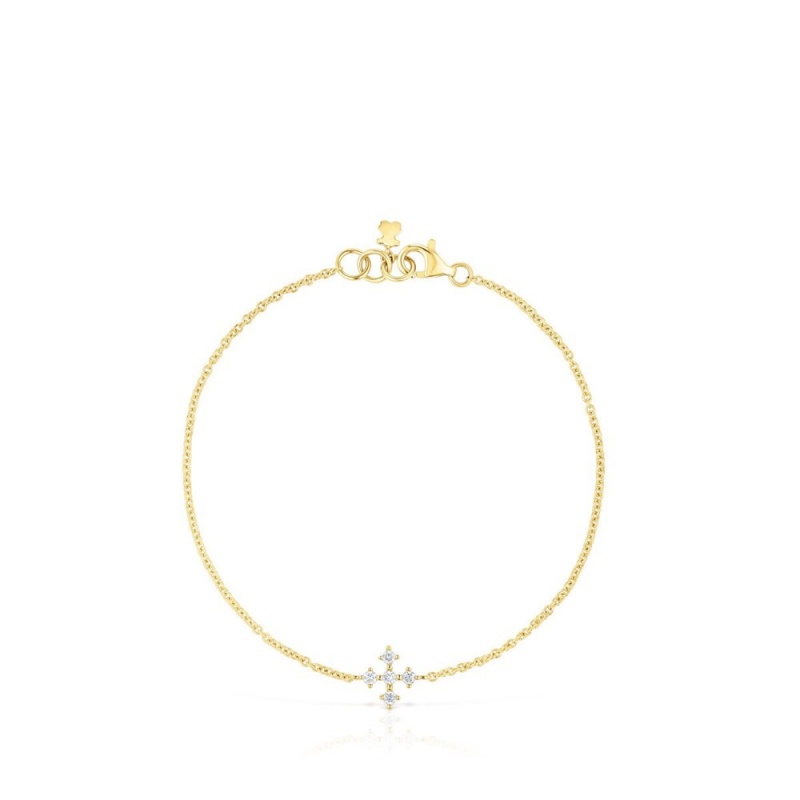 Pulseras TOUS Cross with diamonds Les Classiques Mujer Dorados | 9471EFWVR