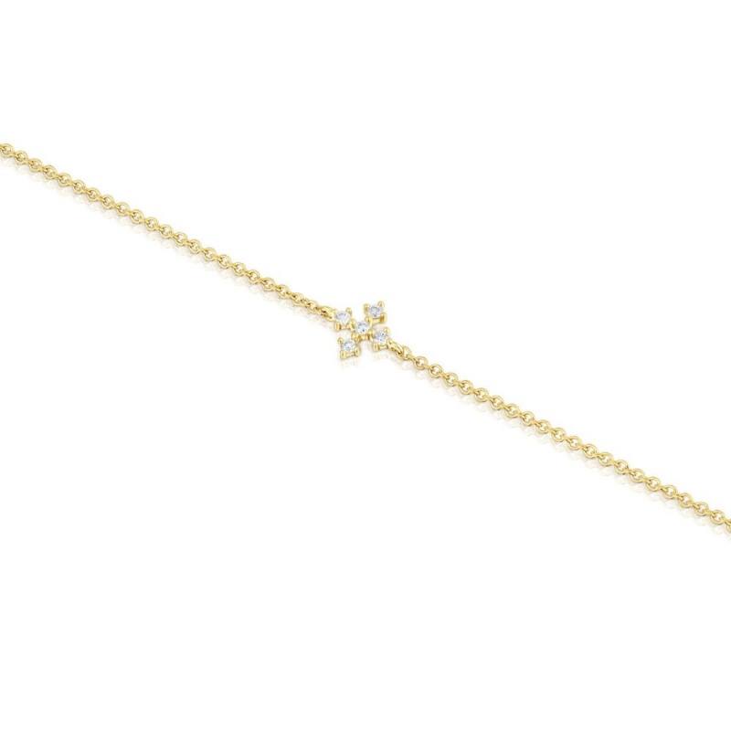 Pulseras TOUS Cross with diamonds Les Classiques Mujer Dorados | 9471EFWVR