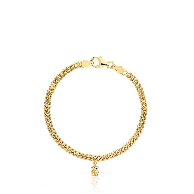 Pulseras TOUS Curb chain with 18kt plating over Bold Bear Mujer Dorados Plateados | 6843ZCPJM