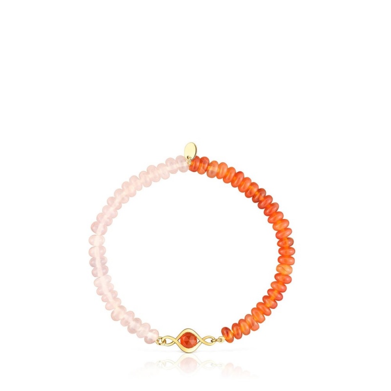 Pulseras TOUS Elastic with vermeil, carnelian gemstones Alma Motif Mujer Plateados | 3267IGCSF