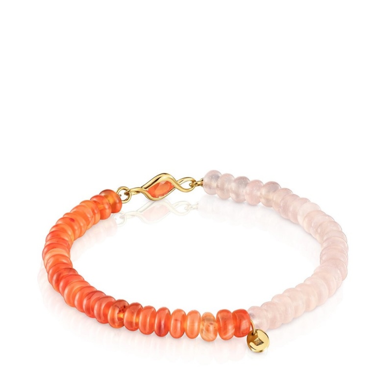 Pulseras TOUS Elastic with vermeil, carnelian gemstones Alma Motif Mujer Plateados | 3267IGCSF