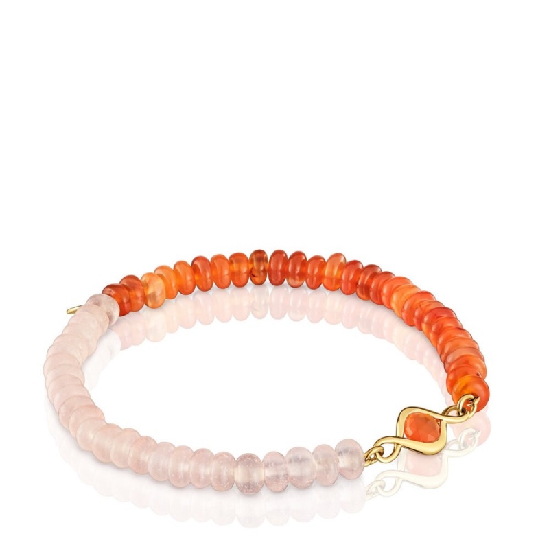 Pulseras TOUS Elastic with vermeil, carnelian gemstones Alma Motif Mujer Plateados | 3267IGCSF