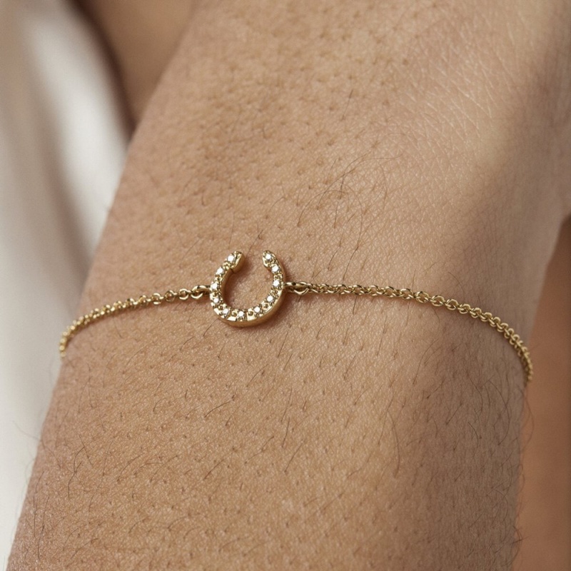 Pulseras TOUS Good Vibes horseshoe with Diamonds Mujer Dorados | 3247TNLCR