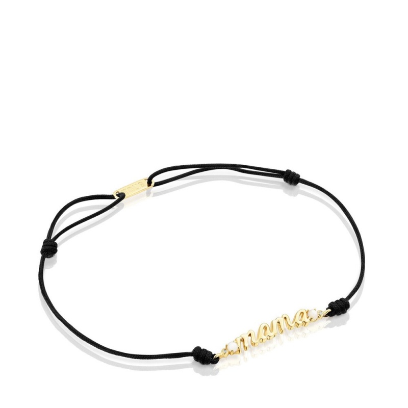 Pulseras TOUS Mama with nylon, diamonds mother-of-pearl Mujer Dorados | 1832GYXZM