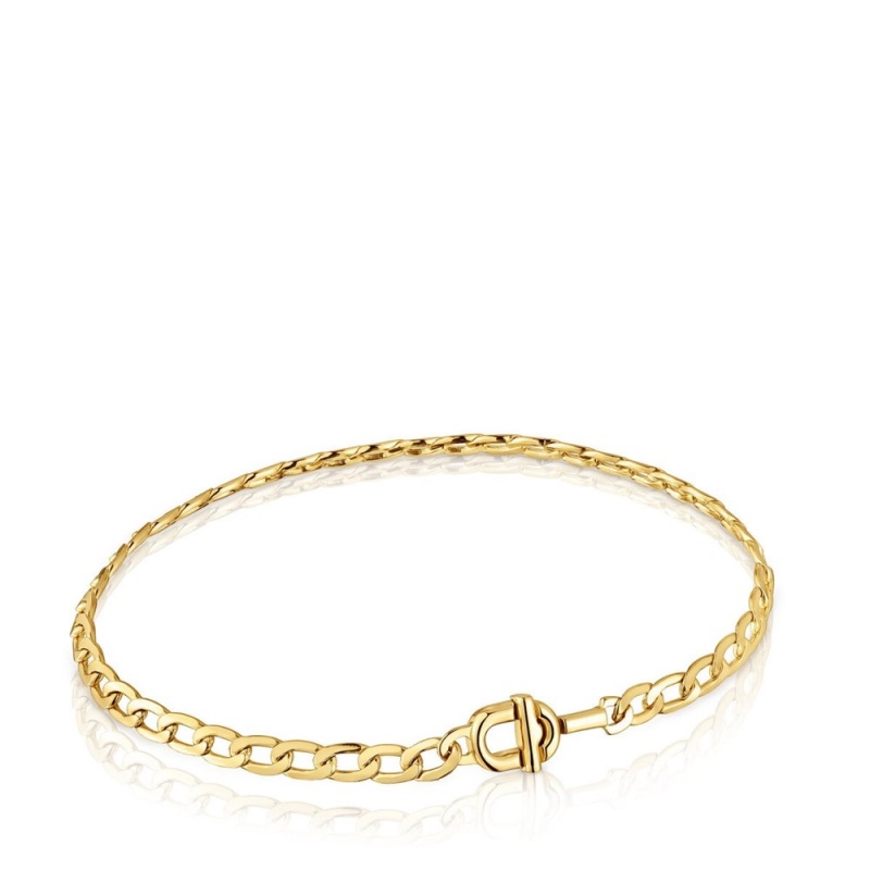 Pulseras TOUS Manifesto curb chain with 18kt plating over Mujer Dorados Plateados | 1602HCREP