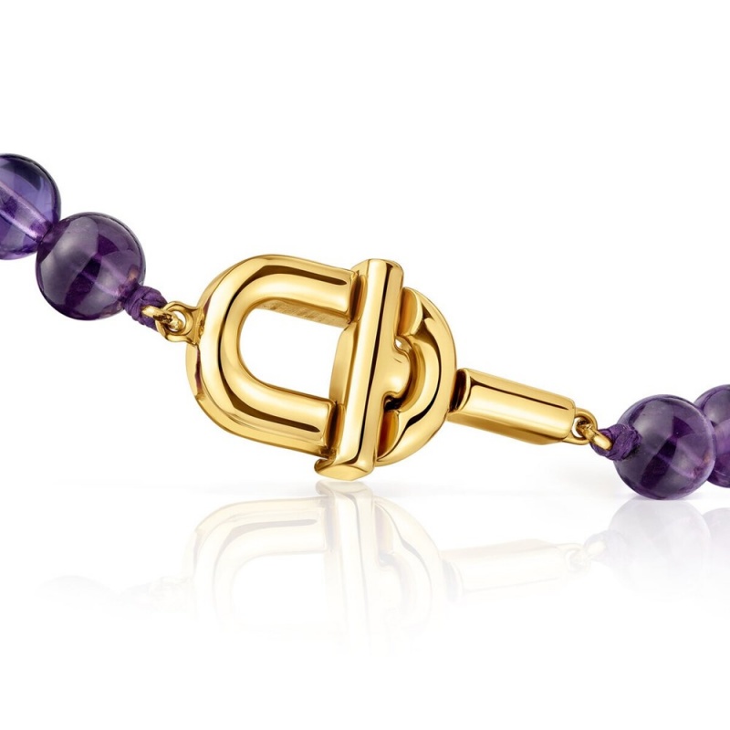 Pulseras TOUS Manifesto with 18kt plating over with amethyst Mujer Dorados Plateados | 9624TSIPD