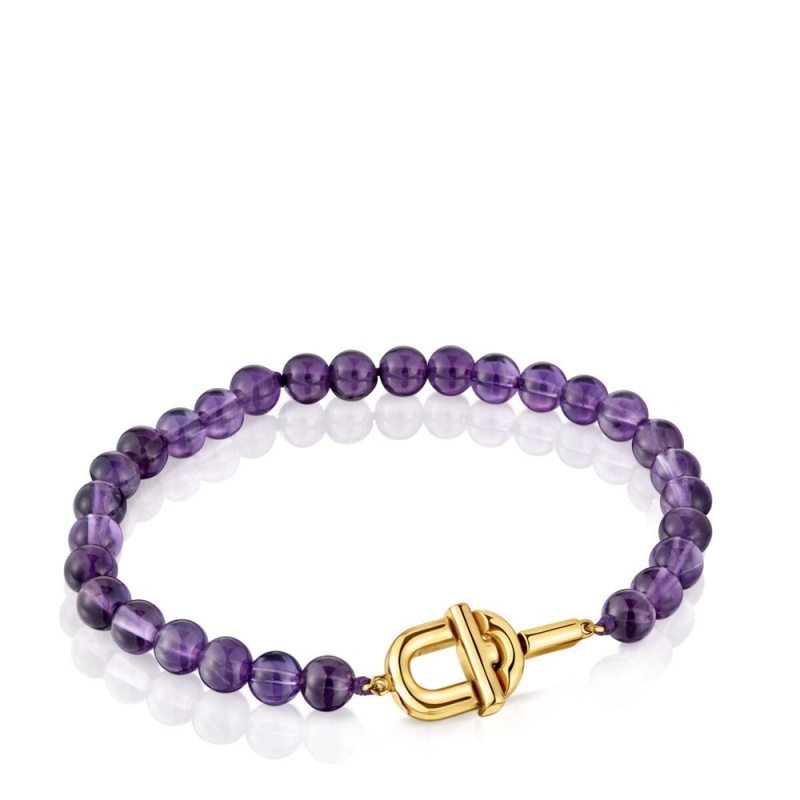 Pulseras TOUS Manifesto with 18kt plating over with amethyst Mujer Dorados Plateados | 9624TSIPD