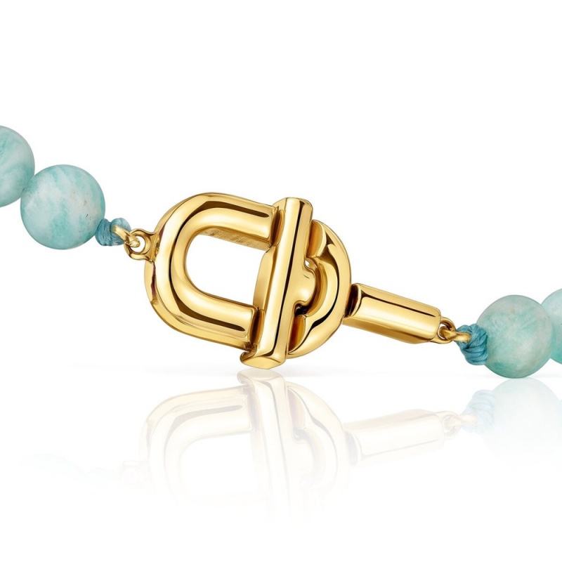 Pulseras TOUS Manifesto with 18kt plating over with amazonite Mujer Dorados Plateados | 7854RMTCS