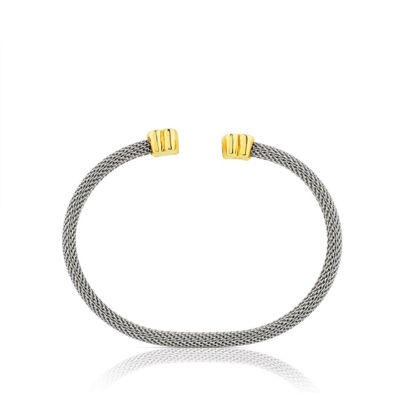 Pulseras TOUS Mesh Steel Bangle Mujer Dorados Grises | 9605XLUIP