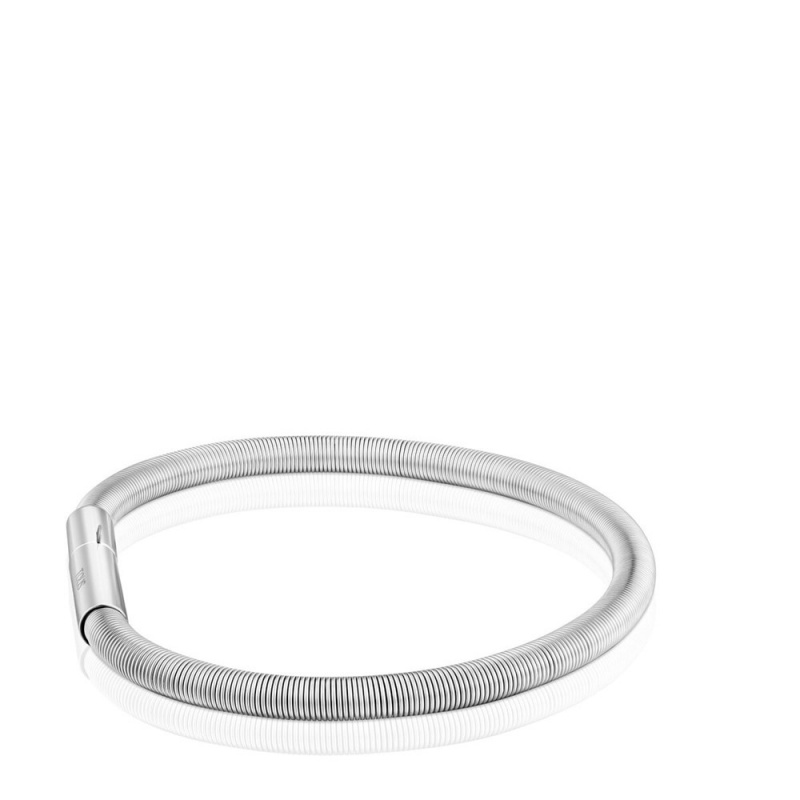 Pulseras TOUS Mesh Tube steel 17.5 cm Mujer Grises | 8534IVQWO