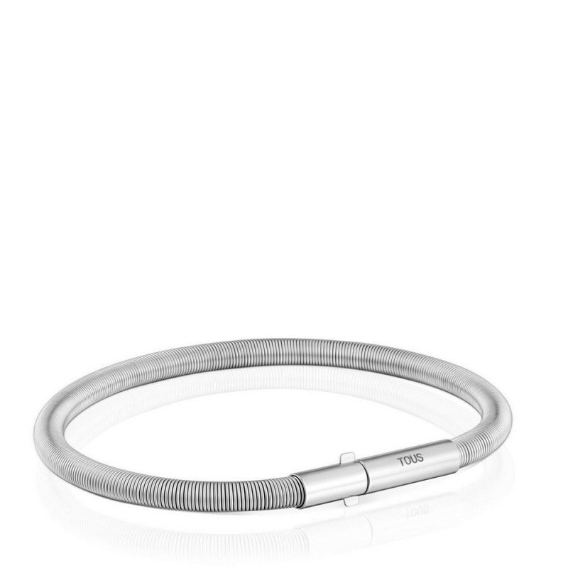 Pulseras TOUS Mesh Tube steel 17.5 cm Mujer Grises | 8534IVQWO