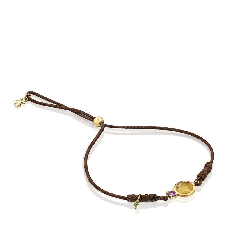 Pulseras TOUS Nylon Virtual Garden with citrine gold Mujer Dorados | 7035CVRLJ