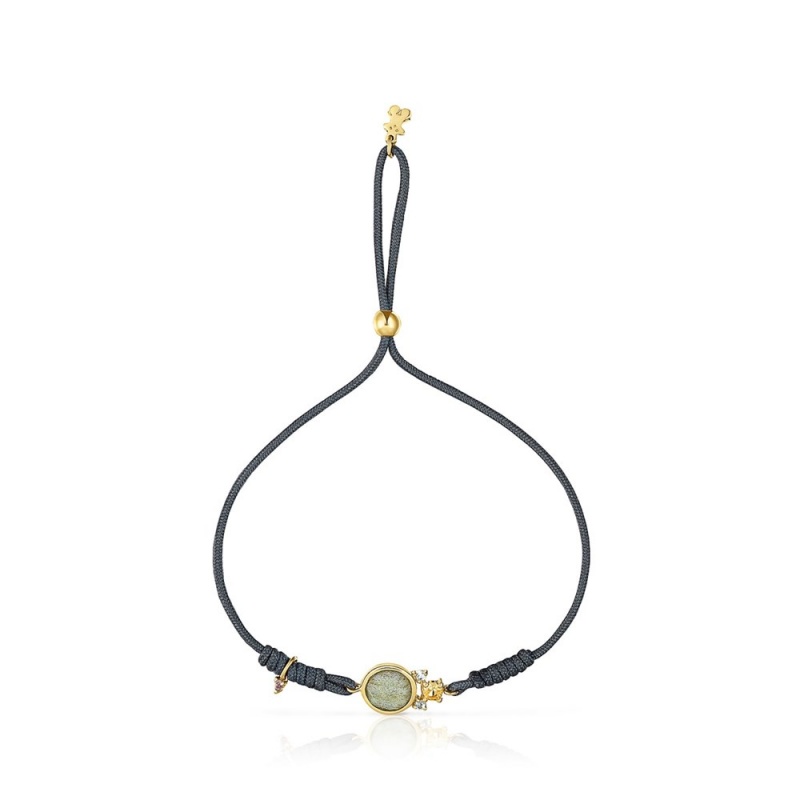 Pulseras TOUS Nylon Virtual Garden with labradorite gold Mujer Dorados | 2198FNJMI