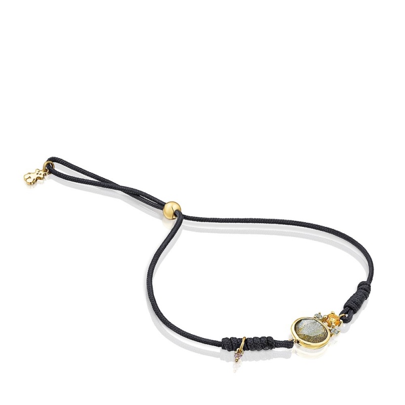 Pulseras TOUS Nylon Virtual Garden with labradorite gold Mujer Dorados | 2198FNJMI