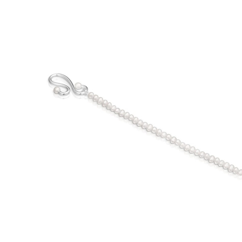 Pulseras TOUS Tsuri Cultured pearl Mujer Plateados | 6428ARGLI