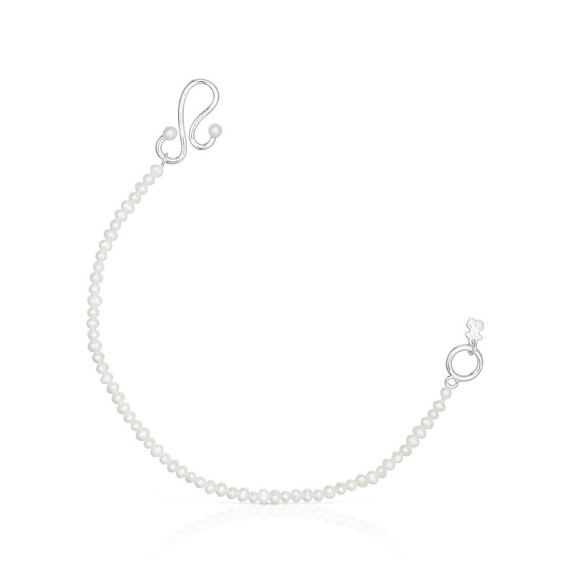 Pulseras TOUS Tsuri Cultured pearl Mujer Plateados | 6428ARGLI