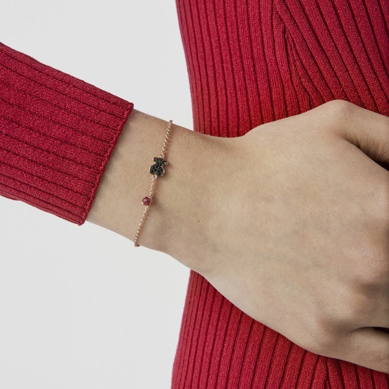 Pulseras TOUS Vermeil with spinel ruby Bear motif Motif Mujer Rosas Plateados | 1473HAMWT