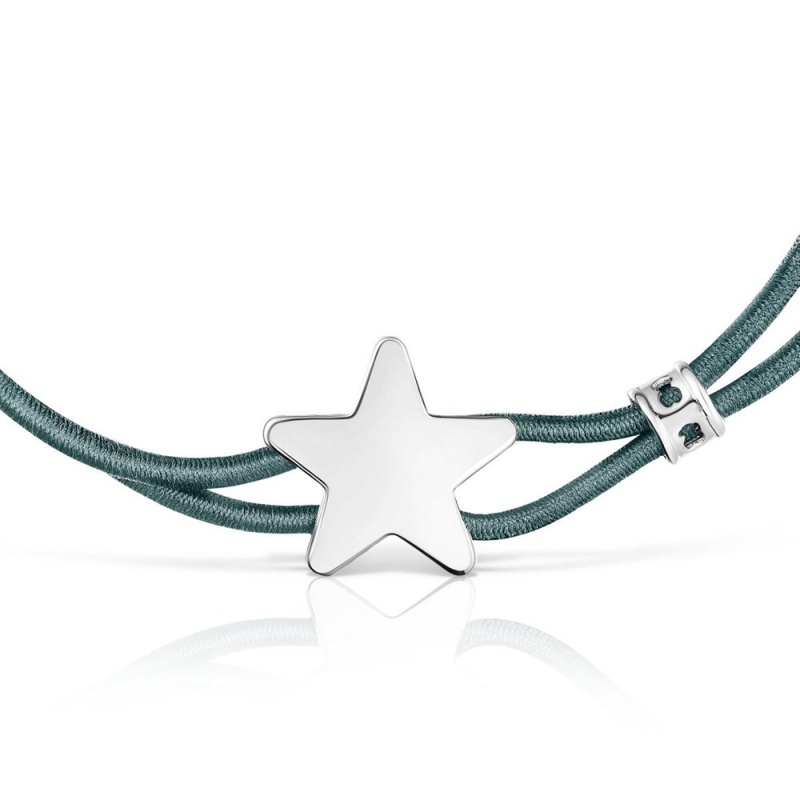 Pulseras TOUS elastic Sweet Dolls with star Mujer Azules Plateados | 5917NMTUD