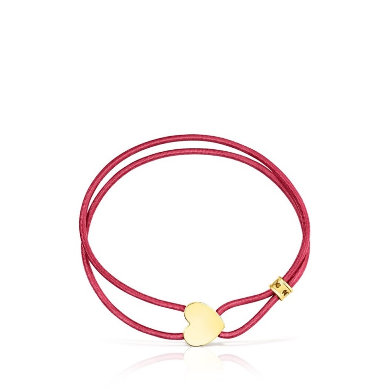 Pulseras TOUS elastic Sweet Dolls with vermeil heart Mujer Rojos Plateados | 9470SVECY