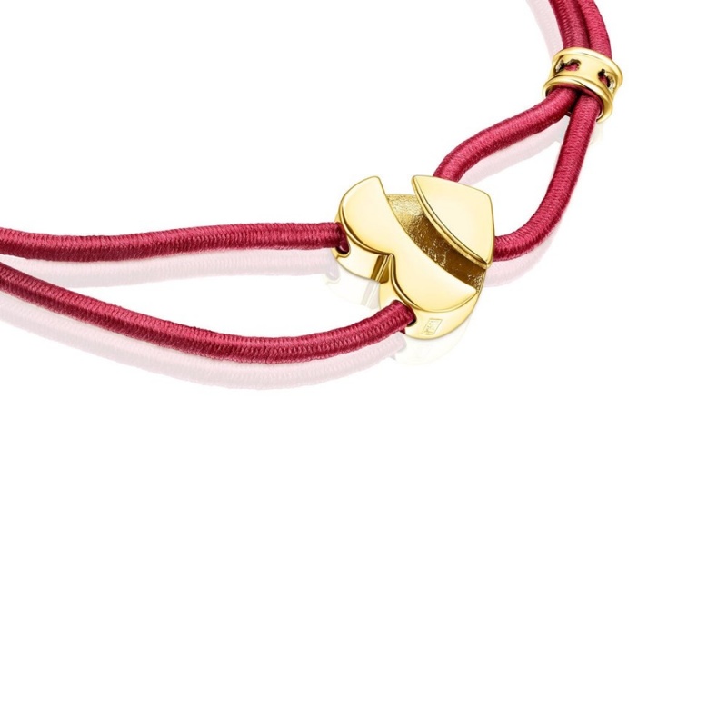 Pulseras TOUS elastic Sweet Dolls with vermeil heart Mujer Rojos Plateados | 9470SVECY