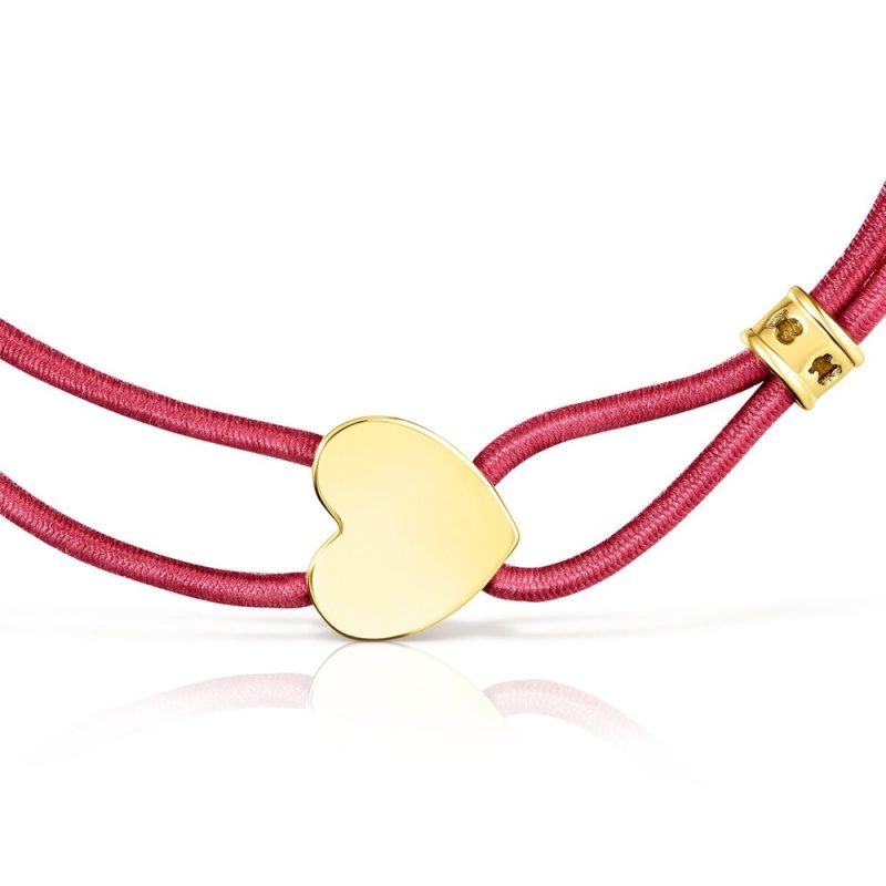 Pulseras TOUS elastic Sweet Dolls with vermeil heart Mujer Rojos Plateados | 9470SVECY