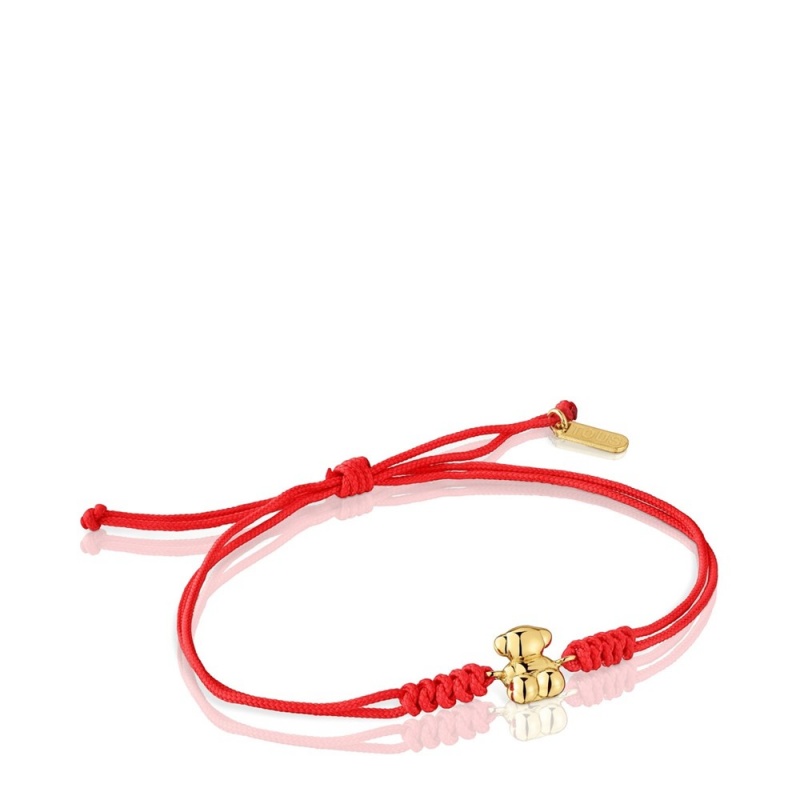 Pulseras TOUS nylon bear Bold Bear Mujer Rojos Dorados | 1657RISEM