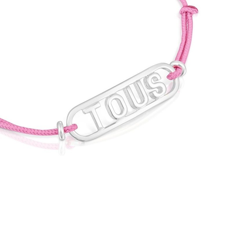 Pulseras TOUS nylon with Logo Mujer Rosas Plateados | 3526DPJRO