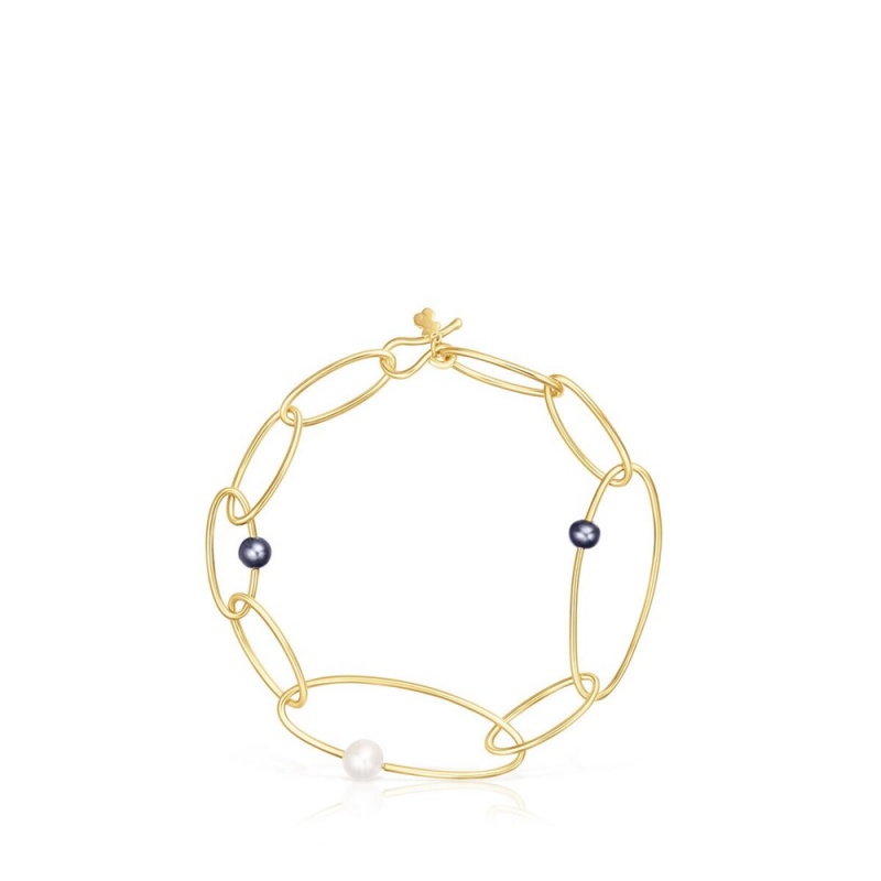 Pulseras TOUS vermeil Elipse with cultured pearls Mujer Plateados | 8703DJGNV