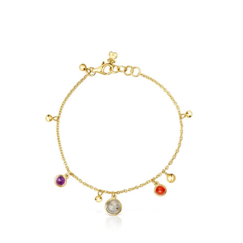 Pulseras TOUS vermeil Plump Charm with gemstones Mujer Plateados | 5839PGINK