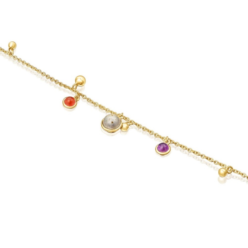 Pulseras TOUS vermeil Plump Charm with gemstones Mujer Plateados | 5839PGINK