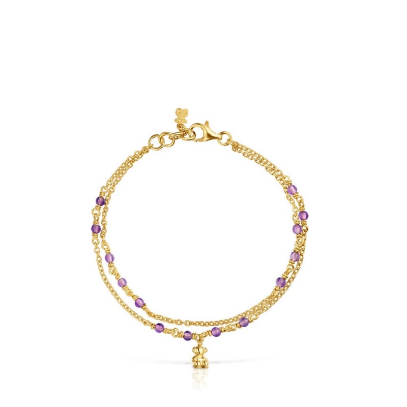 Pulseras TOUS vermeil amethyst Bold Bear Mujer Plateados | 3051DLRYK