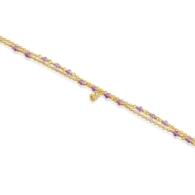 Pulseras TOUS vermeil amethyst Bold Bear Mujer Plateados | 3051DLRYK