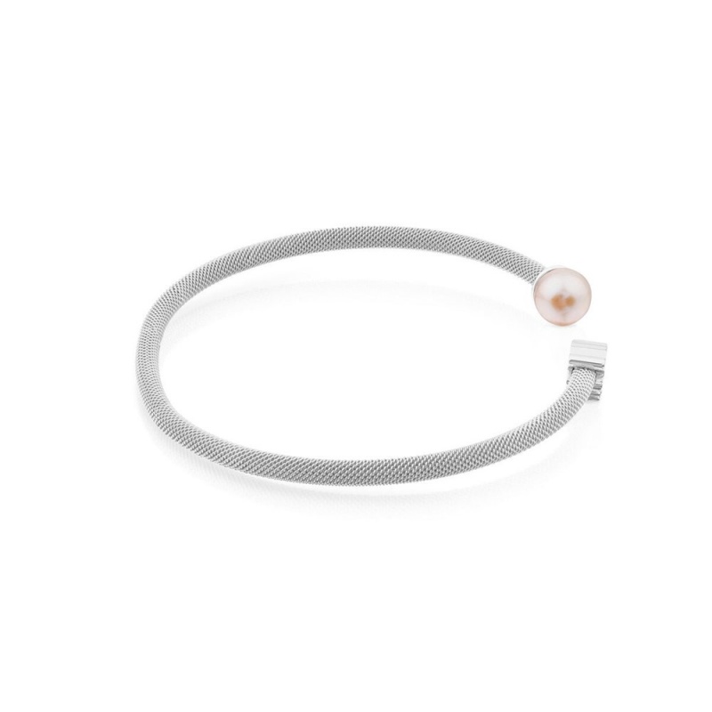 Pulseras TOUS with 0,7cm. pearl Mesh Mujer Plateados | 0758OWQJA