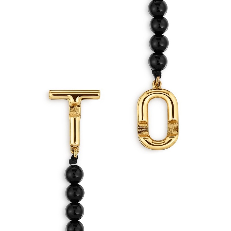 Pulseras TOUS with 18kt plating over onyx MANIFESTO Mujer Dorados Plateados Negros | 0153KRPVI