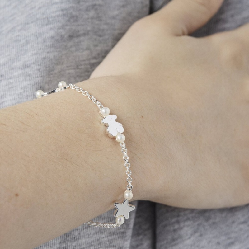 Pulseras TOUS with Pearls 17,5cm. Real Sisy Mujer Plateados | 2369FGUAQ