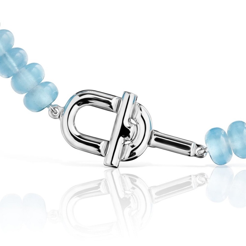 Pulseras TOUS with treated chalcedony MANIFESTO Mujer Plateados Azules | 4859EPINM