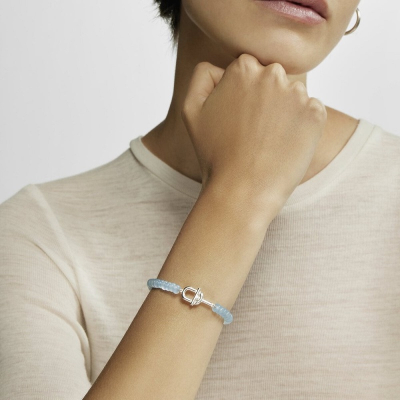 Pulseras TOUS with treated chalcedony MANIFESTO Mujer Plateados Azules | 4859EPINM