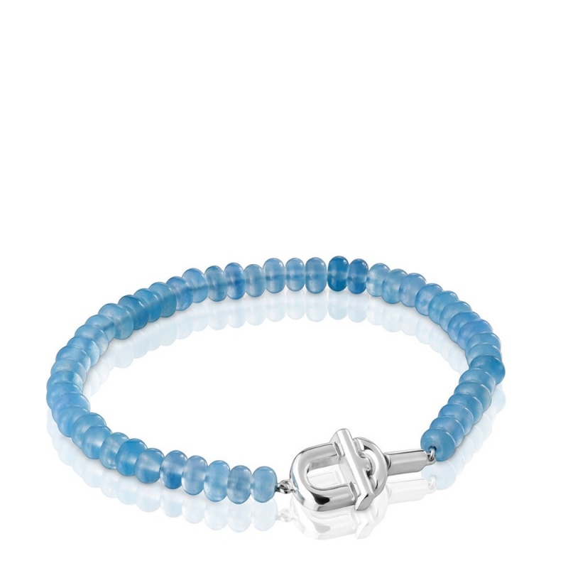 Pulseras TOUS with treated chalcedony MANIFESTO Mujer Plateados Azules | 4859EPINM